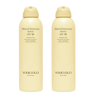 Ιδιωτική ετικέτα SPF 50 αντηλιακό σπρέι Δύο συσκευασίες ανθεκτικό στο νερό αντηλιακό 2 συσκευασίες